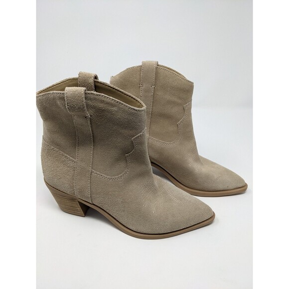 Dolce Vita Shoes - Dolce Vita Ankle Suede Boots Western Beige Slip On Wedge Booties Size 7.5 NEW